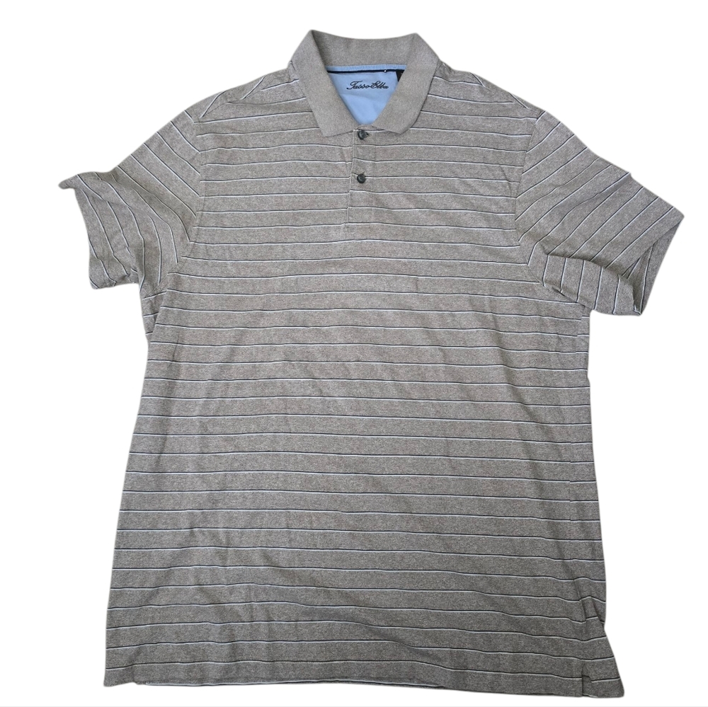 Tasso Elba Men's Size XL Striped Polo Shirt Gray